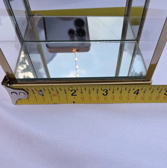 Brass / Gold Mirrored Jewelry Necklace Display BOX - Picture 7 of 9